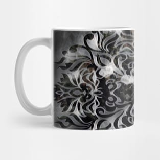 Smoke emitting  of grey black seamless baroque embroidery Mug